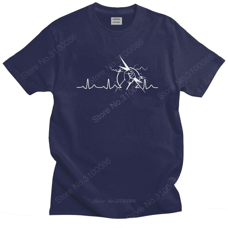 Electrician Heartbeat T Shirts For Unisex Pure Cotton Tee Tshirts Shortsleeve Novelty Tshirt Clothes