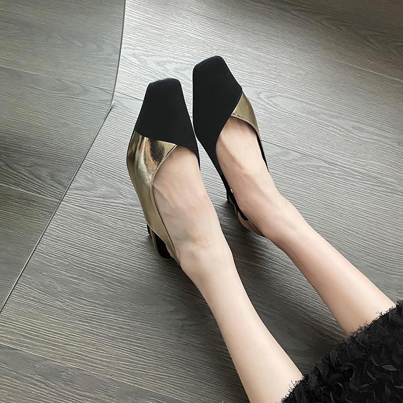 Модные ретро сандалии с цветными блоками, летние новинки, квадратный носок, мелкий вырез, ремешок через подъем, открытая пятка, нескользящий высокий каблук