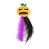 Self-entertainment Cat Toy Halloween Pumpkin Toy, Squeaky Stuffed Chew Interactive Soft Plush with Feathers for Indoor Cats