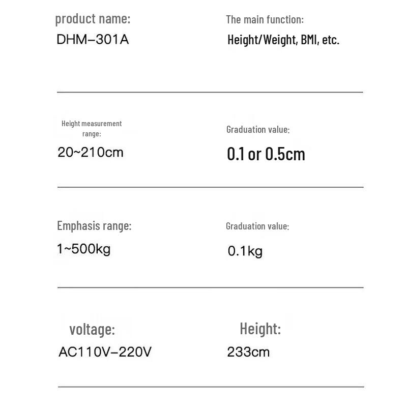 XINDINGHENG Ultrasonic Height, Weight, and Body Fat Scale (CN version)