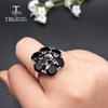 100% натуральный драгоценный камень, черный гранат, кольца в цветочном стиле, серебро 925 пробы, изысканные украшения для женщин, хороший подарок на юбилей и день рождения