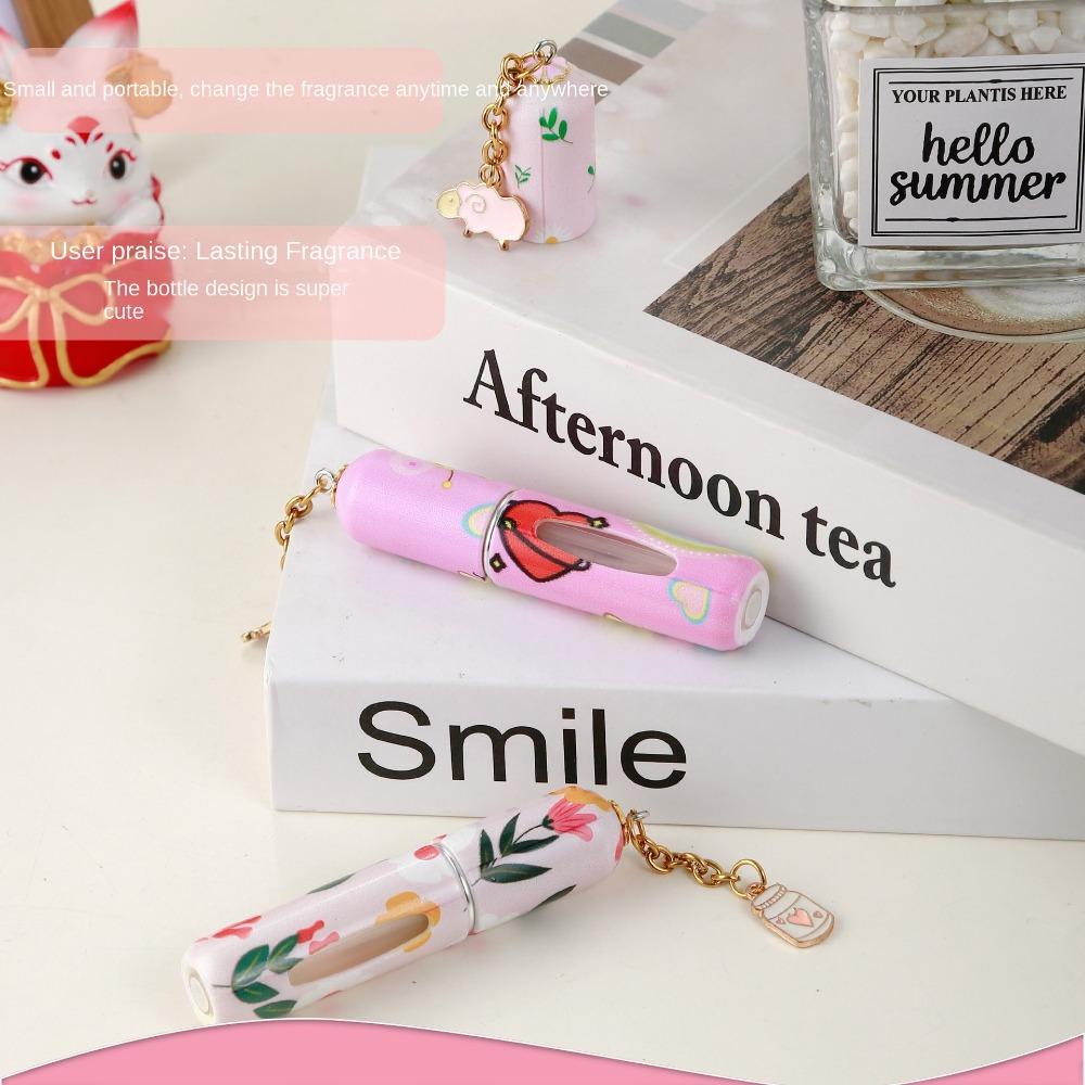 Портативный 5 мл флакон-спрей с возможностью повторного наполнения, цветочный узор с подвеской, флакон для духов с возможностью повторного наполнения, мини-спрей-атомайзер