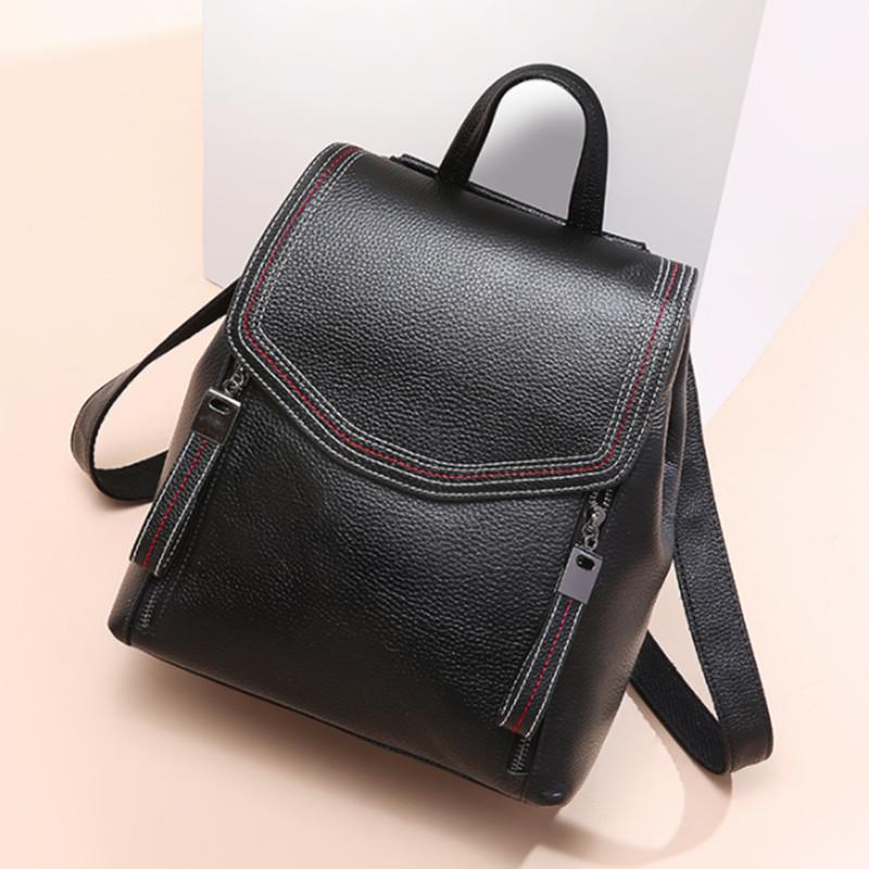 Backpack Fashion Backpack Women's New Soft Leather Bag Versatile Retro Genuine Leather Women's Bag