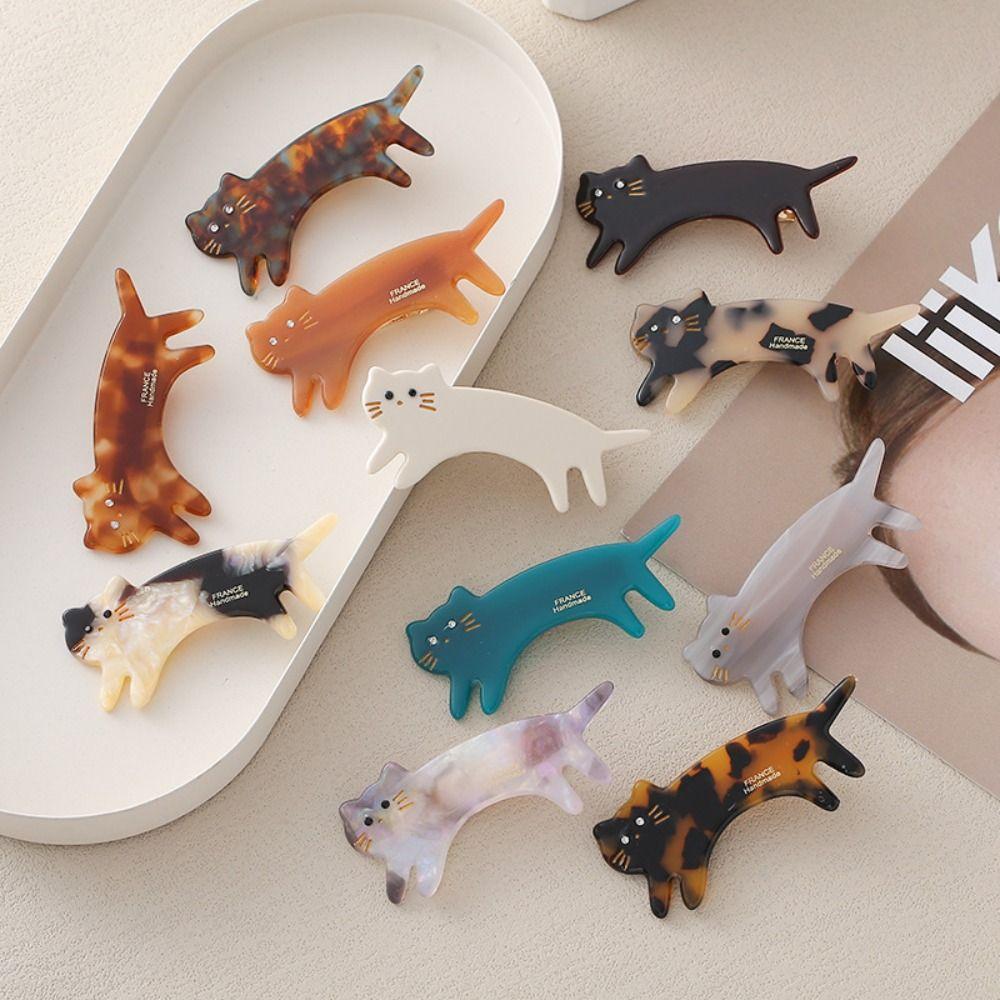 Acetic Acid Animals Hairpin Small Cute Side Clip Personalized Cat Shaped Hair Clip  Vacation