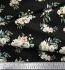 Soimoi Черная полиэфирная ткань для рукоделия с листьями и лютиками с цветочным принтом, 42 дюйма по метрам