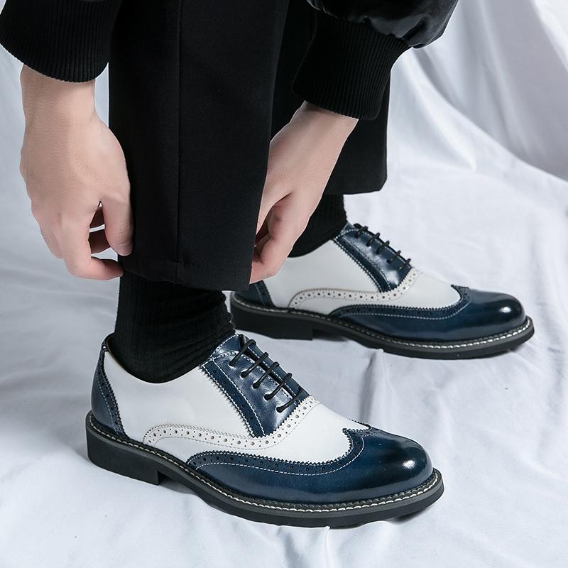 Fashion Brand Men Leather Casual Business Shoes New Lace Up Wearable Anti Slip Formal Office Work Shoes Men Party Wedding Oxford Shoes