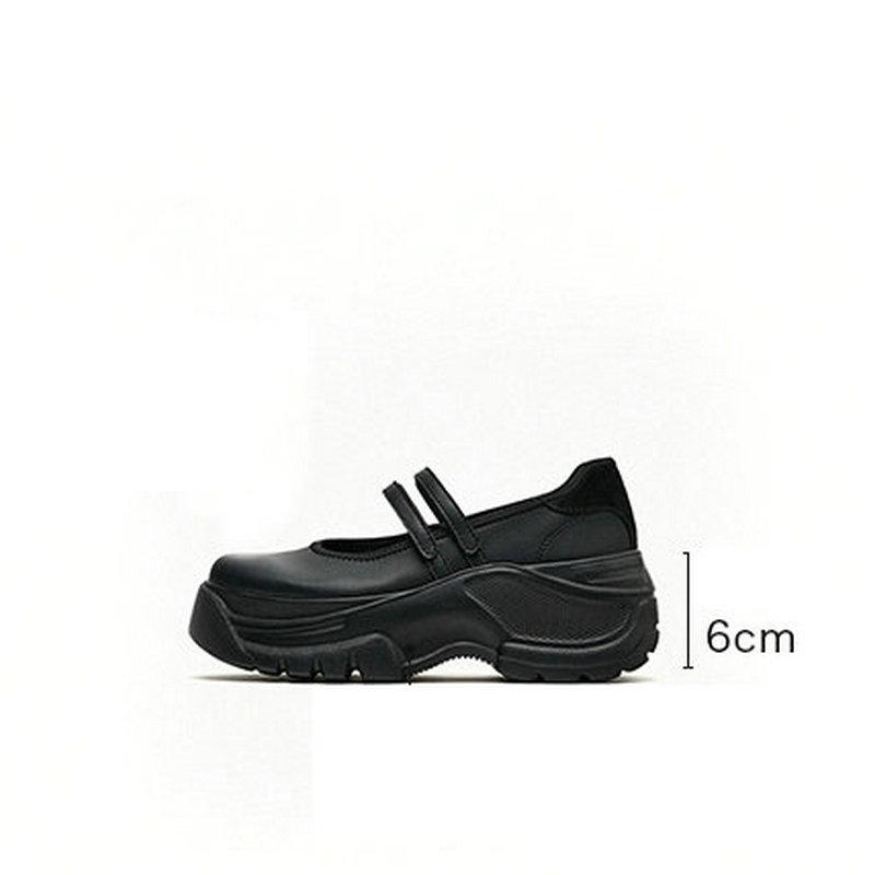 Fashion Thick-Soled Mary Jane Women'S Shoes 2025 New Style Versatile Velcro Ballet Shoes Single Shoes Small Leather Shoes
