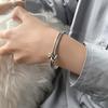 Silver Oxidized Roman Knot Open Bangle - Luxurious Twist Hip Hop Bracelet