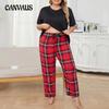 Plus Size Women's Pajamas V-neck Spring Autumn Plus Size Homewear Set