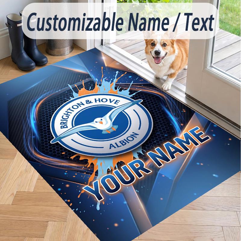 Custom Text Printed Rug Brighton & Hove Albion Football Non Slip Floor Carpet For Home Room Decor