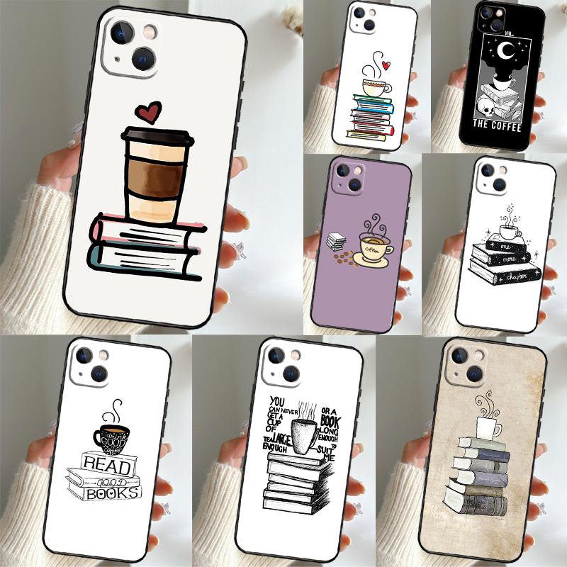 Чехол для телефона с книгами и кофе для Samsung Galaxy A54 A34 A14 A56 A36 A26 A16 A06 A12 A22 A32 A52 A13 A53 A15 A35 A55