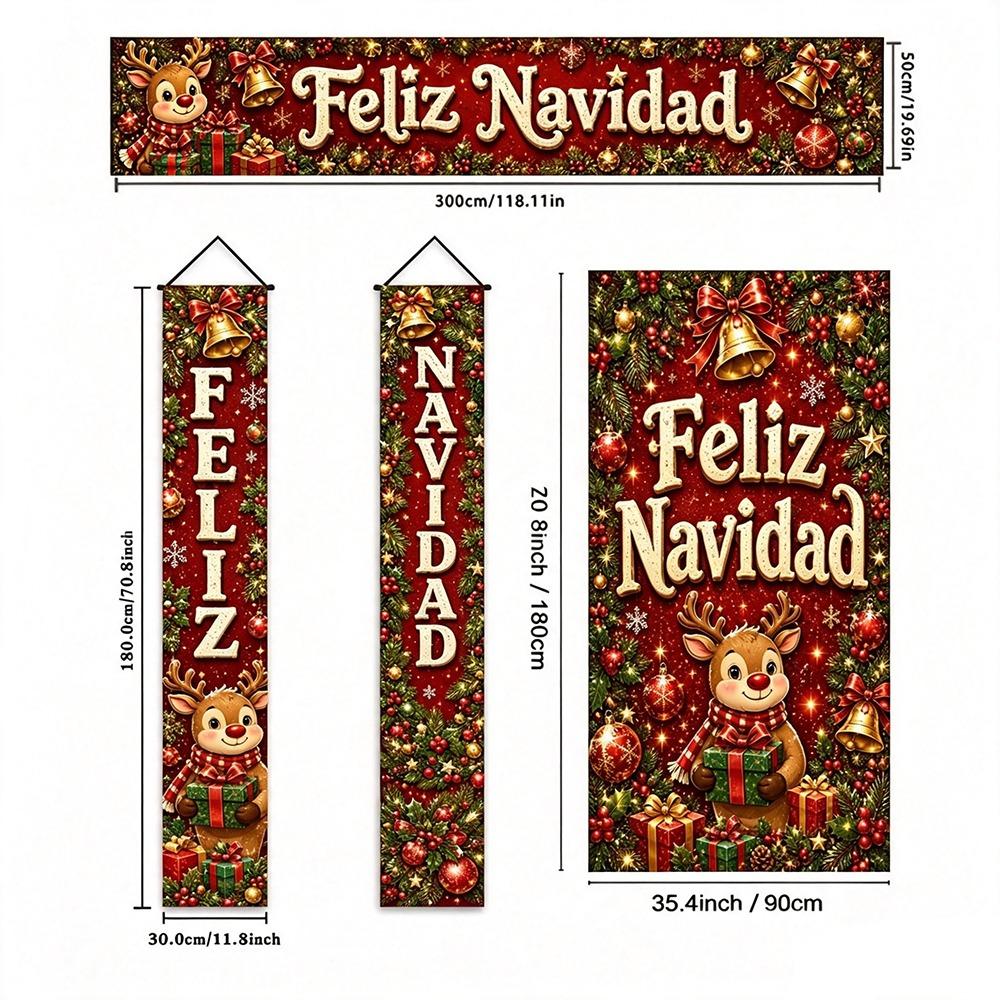 Snowman Design Christmas Door Banner Polyester Material Christmas Porch Banner Front Door Decor
