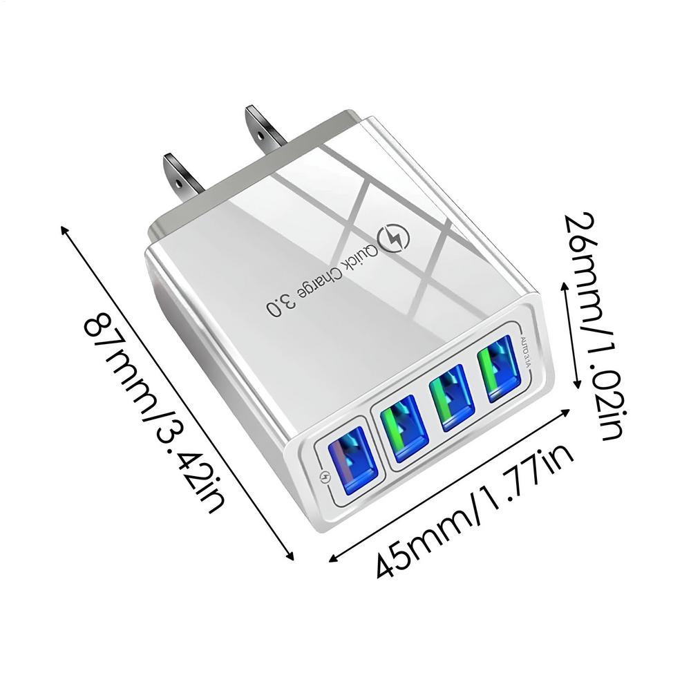 4 USB Зарядное устройство для телефона Быстрая зарядка US/EU Ультрабыстрая зарядка USB-адаптер Заряжайте четыре устройства одновременно Для смартфонов и планшетов