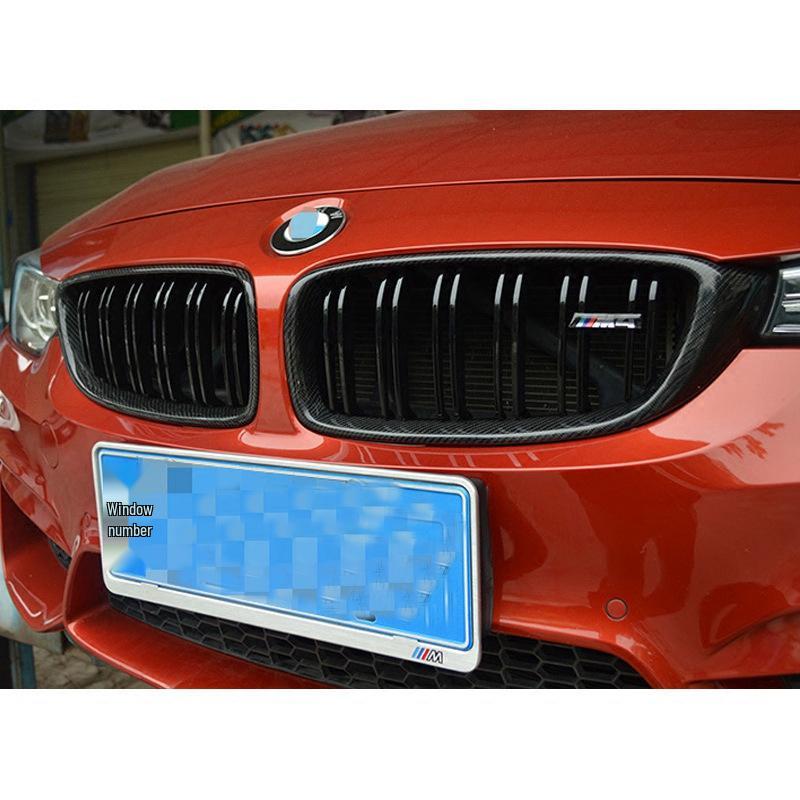 Compatible M3/M4 Carbon Fiber Double Kidney Grille Trim for 4 Series Air Vent Modification.