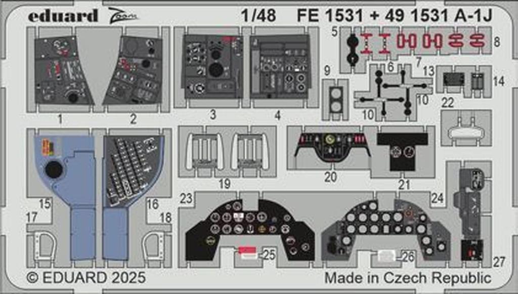 Эдуард 1/48 А-1J Скайрейдер Фототравление (для Тамии) Детали для пластиковой модели EDU491531 (Самолет)