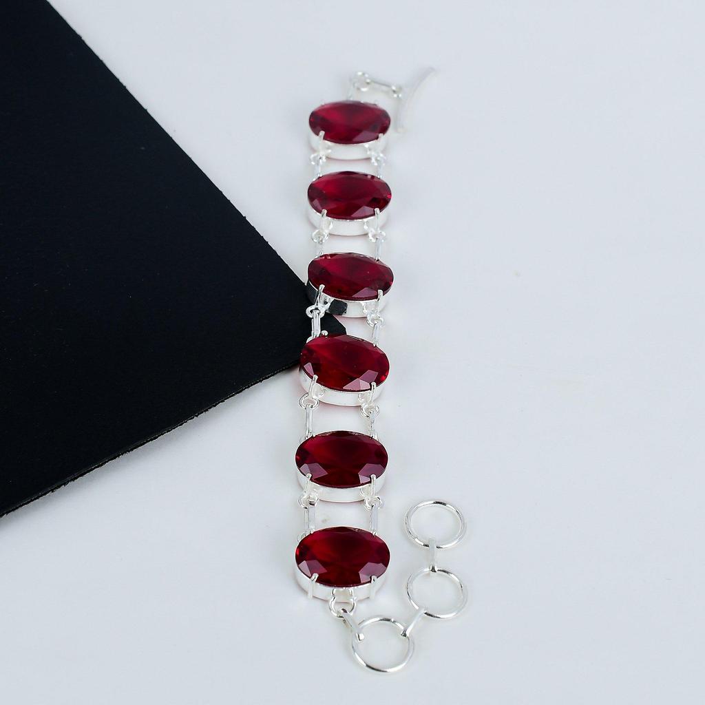 Красивый браслет из стерлингового серебра 925 пробы ручной работы с гранатом, браслет с гранатом для жены, унисекс браслет для вечеринки, подарок