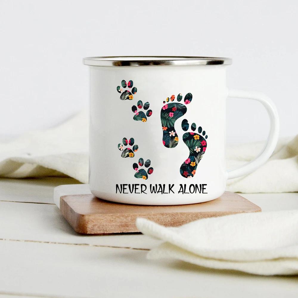 Peace Love Dogs Print Креативные эмалевые кофейные кружки с изображением мультяшных такс Собачьи лапки для вечеринок Пиво Сок Молоко Чашки Подарки на день рождения другу