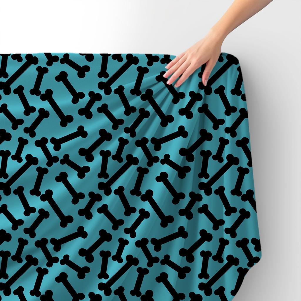 Royal Samt Stoff Polyester Zum Nähen - Motiv Schwarze Würfel Auf Blauem