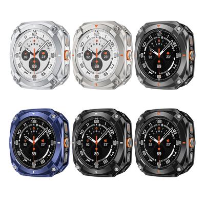 Защитный чехол для Galaxy Watch Ultra 47 мм Противоударный Прочный Безель-протектор из цинкового сплава с задней крышкой Квадратный чехол-бампер для часов