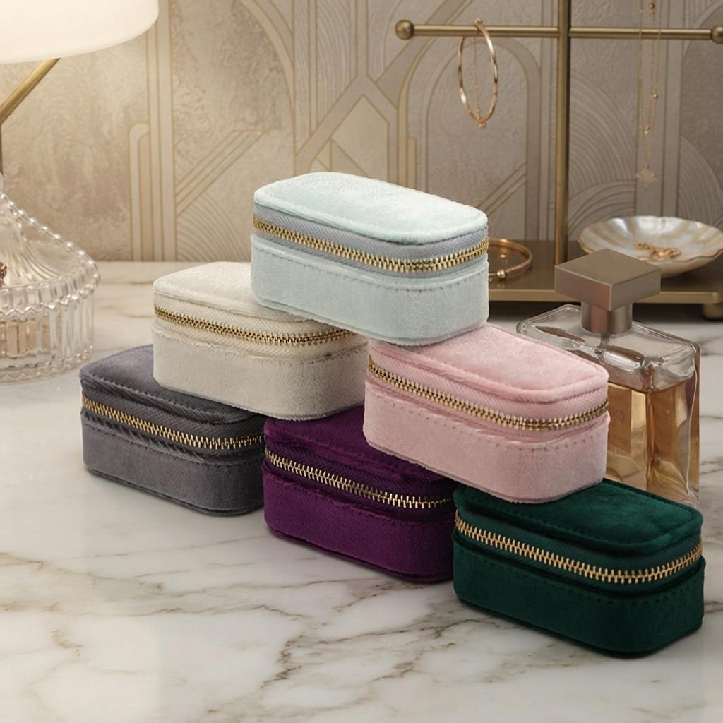 Mini High-end Ring Box Exquisite Velvet Necklace Jewelry Organizer Portable Travel Earring Storage Box