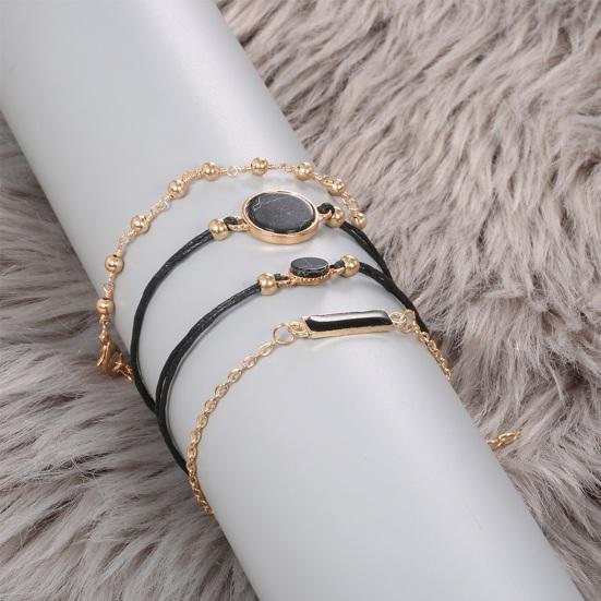 4 шт./комплект женский браслет черный камень регулируемая длина набор карабин клипса ретро контраст