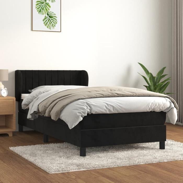 3127597 vidaXL Divan Bed with Mattress Black 100x200 Cm Velvet