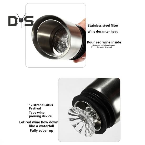 Стеклянный графин для вина с аэратором, фильтрация из нержавеющей стали, 12 каналов аэрации, емкость 1600 мл, графин для красного вина ручной работы для винных бутылок