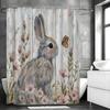 Милая шторка для душа с кроликом, Весенняя цветочная декоративная шторка для ванной, Водонепроницаемая шторка для душа с крючками