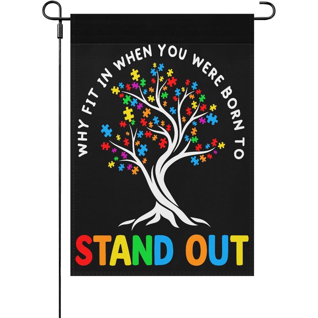 Why Fit In When You Were Borns to Stand Outs Autism Garden Flags One Size Retro Outdoor Flag Double Sided for House House Flag