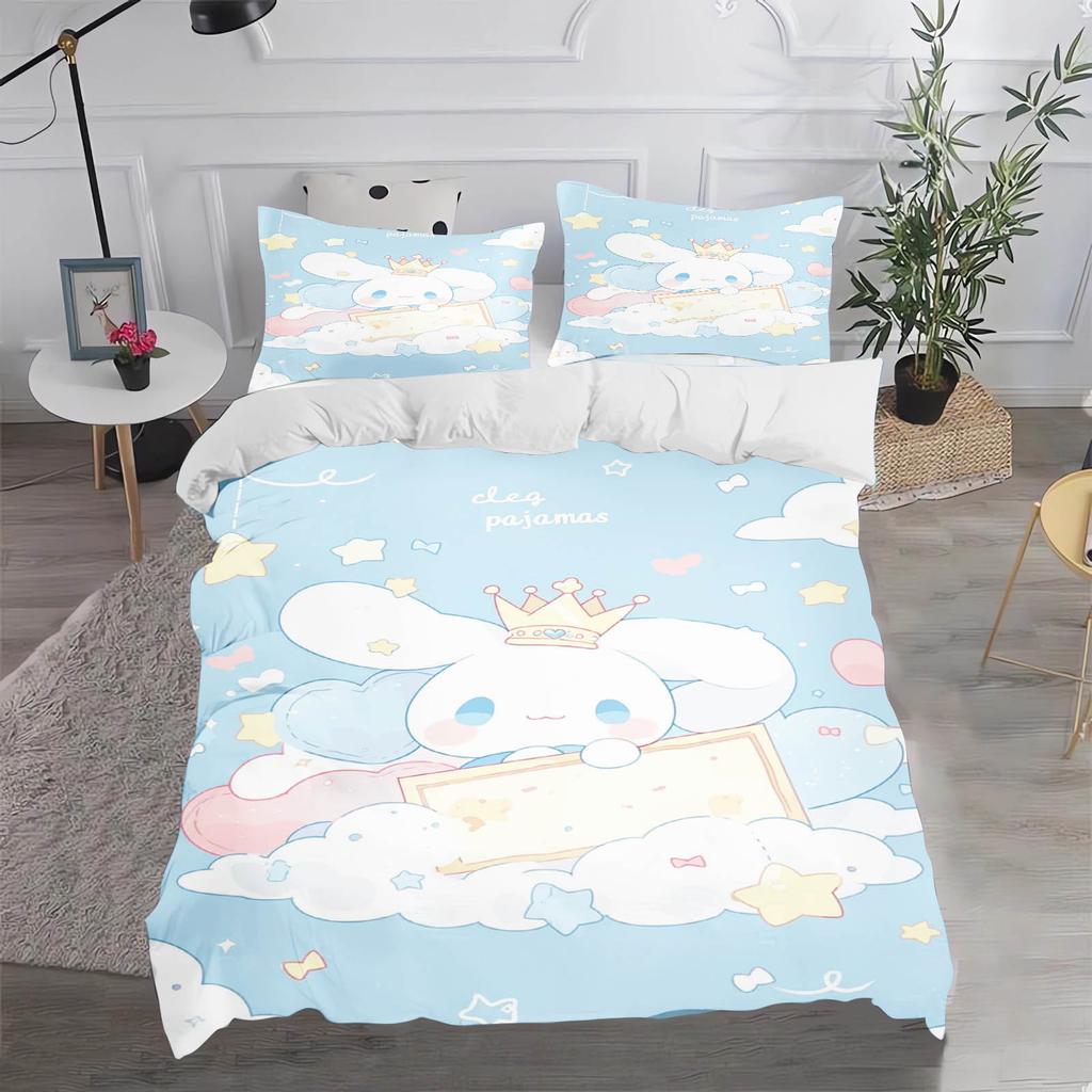 Cinnamoroll MINISO Sanrio Спальня Детский Комплект Постельного Белья Пододеяльник Комфорт Queen С Наволочкой Рождественские Подарки Дом