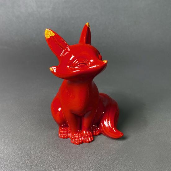 Киноварная лиса Орнамент Рыжая лиса Фигурка Миниатюрная статуэтка лисы Скульптура Приборная панель автомобиля Дом Офис Фэн-шуй Украшение