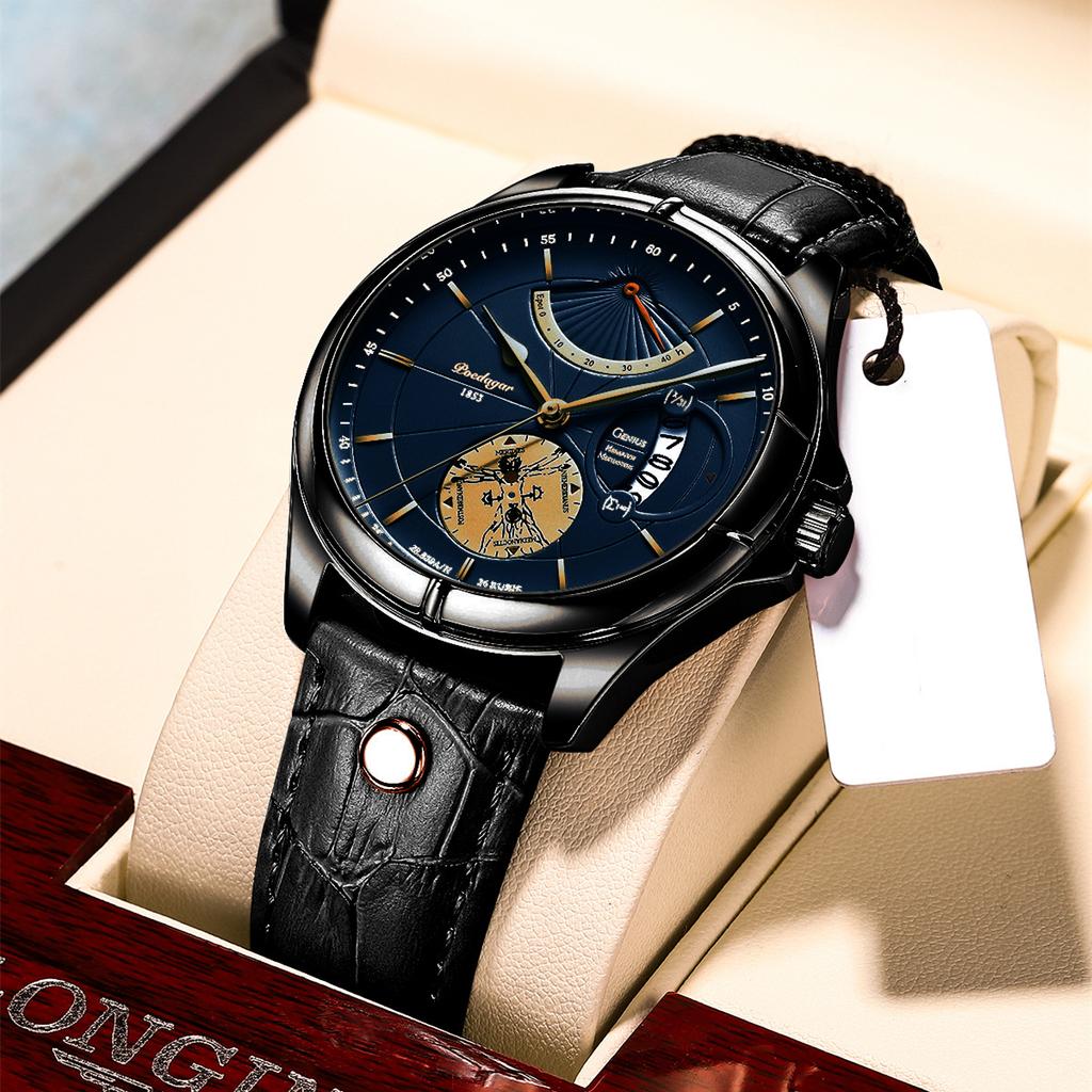 POEDAGAR Новые роскошные мужские часы высшего бренда, мужские водонепроницаемые деловые мужские кварцевые часы