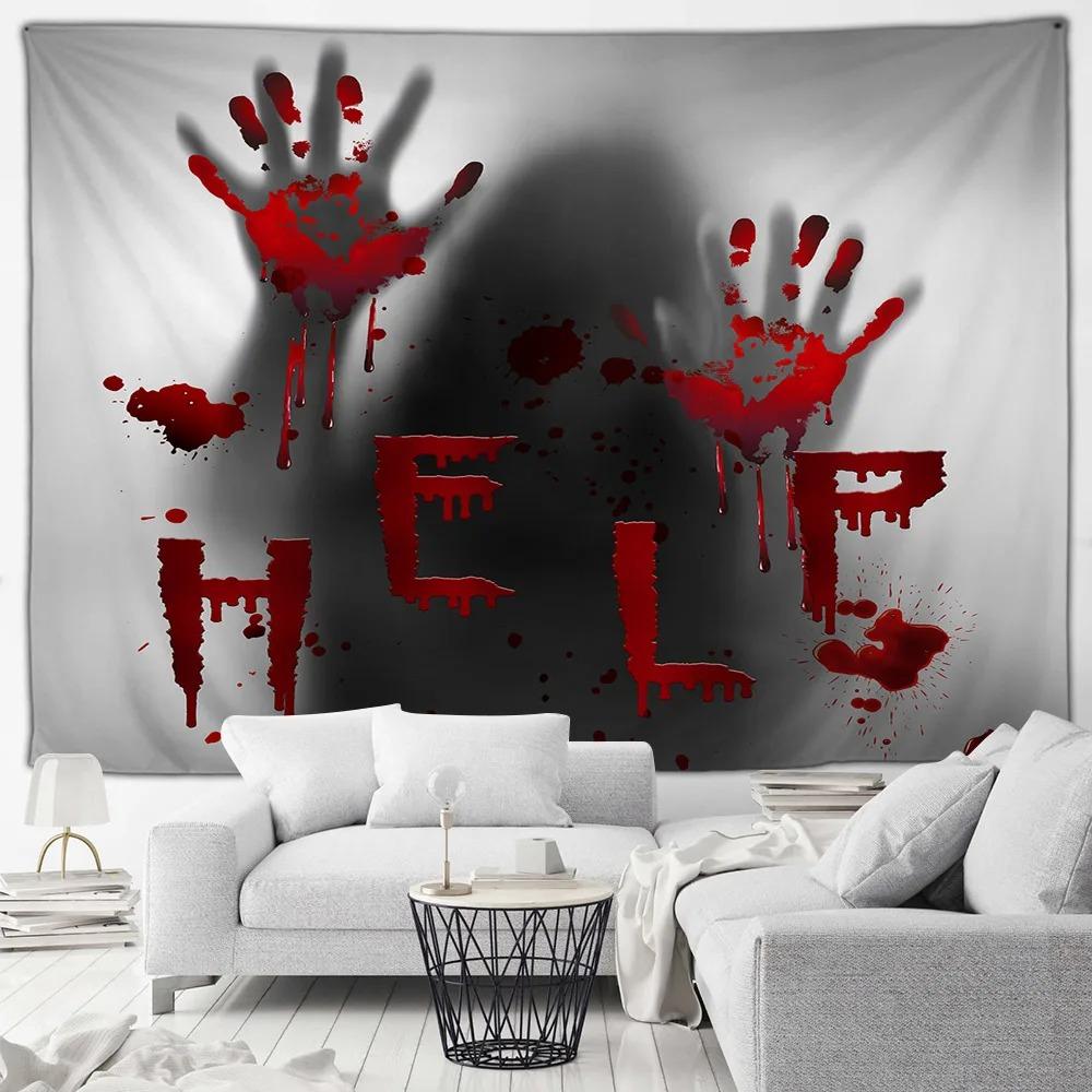 Красный гобелен с черепом и розой, принт с черепом и кровью, декоративный гобелен на Хэллоуин для дома, гостиной, комнаты, декоративная настенная подвеска