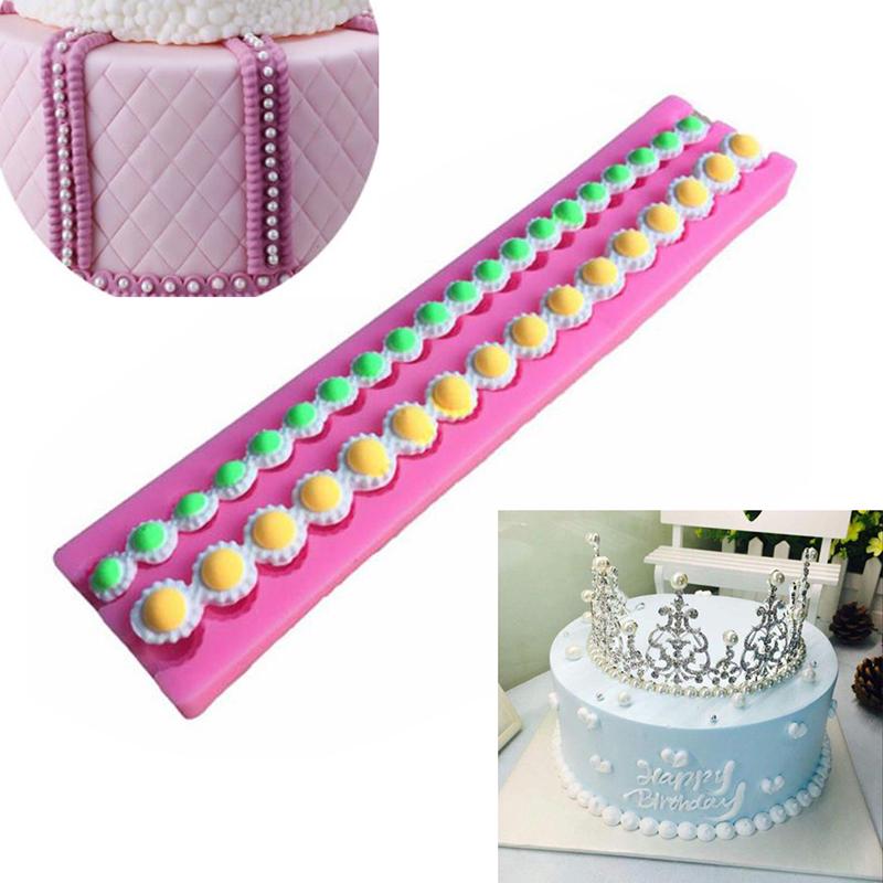 Bead Chain Silicone Fondant Mould Pearl Cake Sugar Paste Chocloate Clay Border