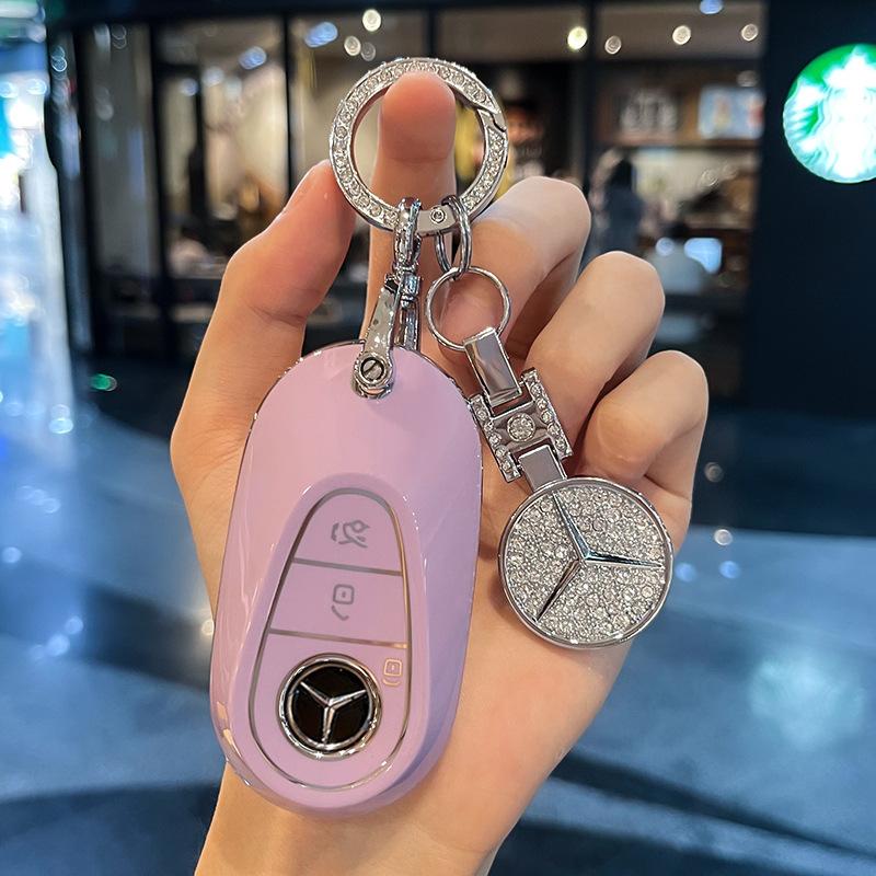 Fashion TPU Car Smart Key Case Fob Cover For Mercedes Benz C E S Class GLC CLE EQE W206 W214 W223 S350 S400 S450 E300 Keychain