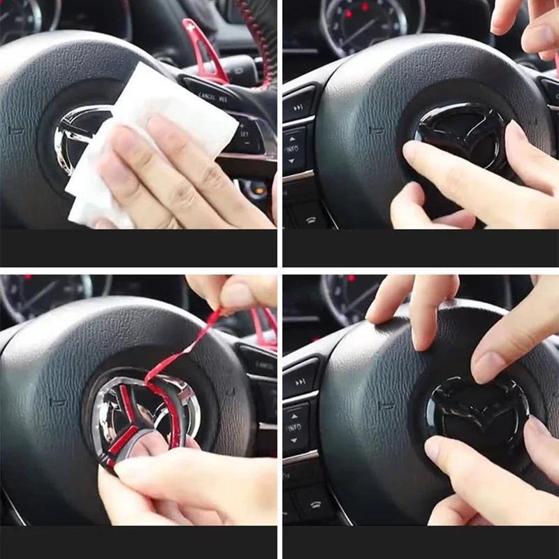 Для Руля Автомобиля Передняя Эмблема Значок Логотип Наклейка Для Mazda 2 3 5 6 7 323 626 RX7 RX8 MX3 MX5 Axela Atenza CX-3 CX-4 MPS hkwmg66