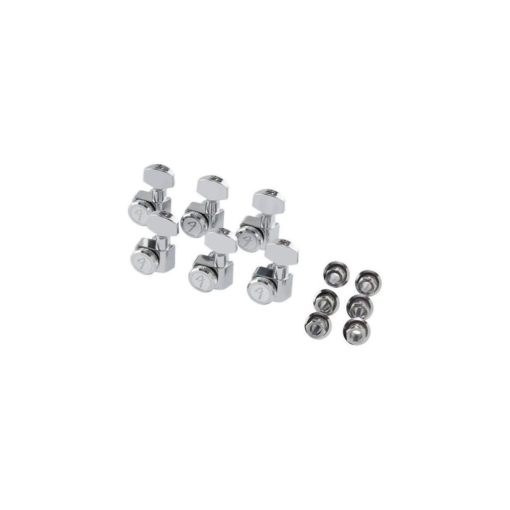 Fender Locking Staggered Tuning Polished Set of 6 Strat/Tele Machines, Left-Handed, Chrome,
