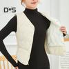 Women Fall Winter Vest Coat Soft Thick Padded Sleeveless Single Breasted Solid Color V Neck Cardigan Slim Fit Warm Pockets Lady Waistcoat