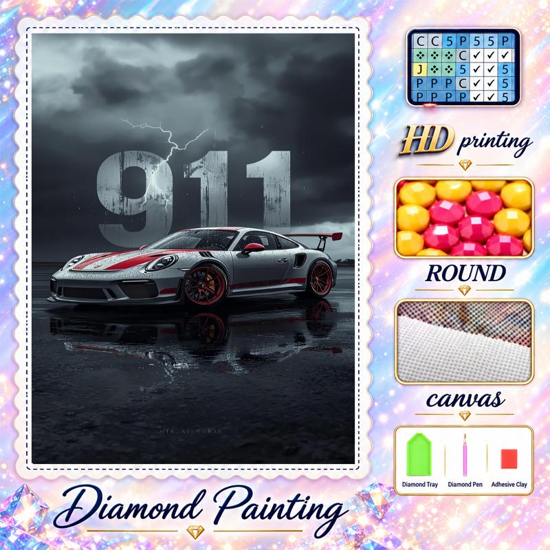 porsche Diamond Painting Kit 5D Full Drill DIY Diamond Mosaic Wall Art Home Decor