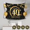 Black Gold Happy Birthday Banner Balloon Flag Adult 30th 40th 50th 60th Birthday Party Decoration Supplies Bunting Anniversary