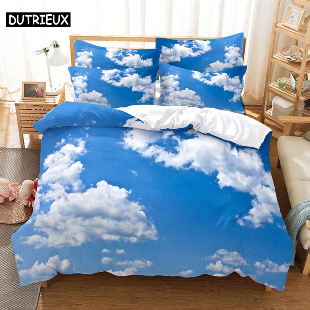 Комплект пододеяльников King Size 200x200 Покрывала Queen Full 3D Комплекты постельного белья Наволочки Постельное белье Односпальная Двуспальная кровать 220x240 Голубое небо