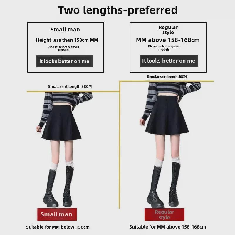 Женская вельветовая юбка А-силуэта с высокой талией и складками - Осень/Зима 2023 Корейский стиль