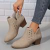 Fashion Women's Chunky Single Boots Autumn New Round Head Hollow Anti-slip Wear Resistance You Wear Short Boots