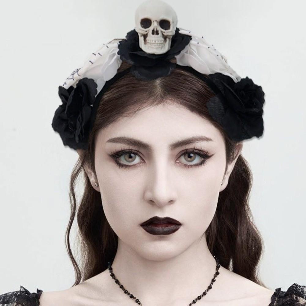 Simulation Flower Halloween Hair Hoop Halloween Decor Gothic Flower Hairband Festive Decorations