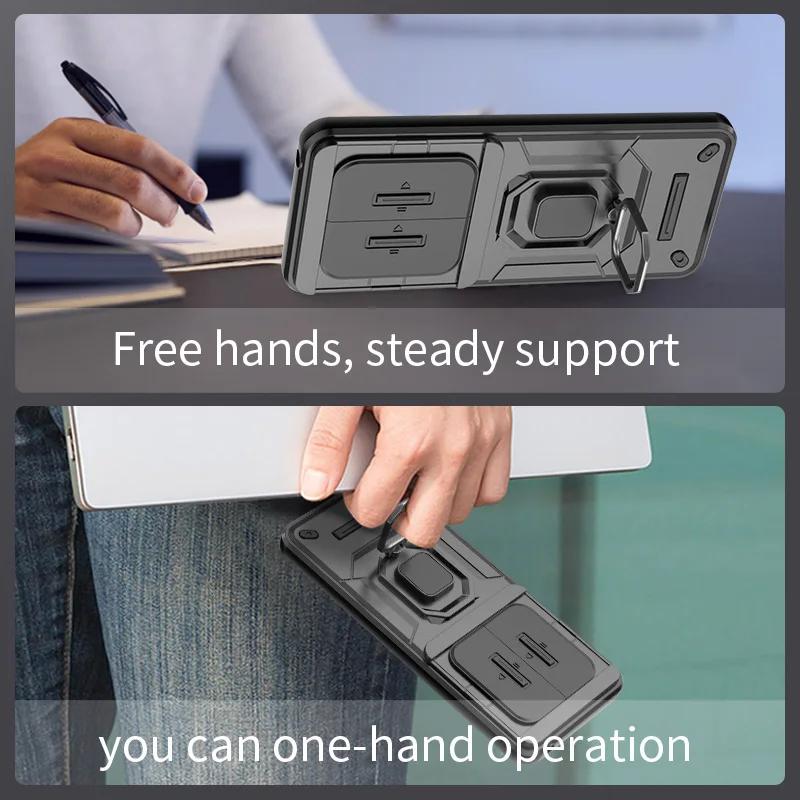 Чехол Funda со шторкой для камеры для POCO C75, Чехол-броня с кольцом-подставкой, Защита, Ударопрочная задняя крышка для Xiaomi POCO C75, Capa