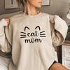 Толстовка Cat Mom Толстовки Cat Mama Подарок Cat Mom Женские толстовки с графическим рисунком Пуловеры с круглым вырезом с длинными рукавами Женская уличная одежда Топ унисекс
