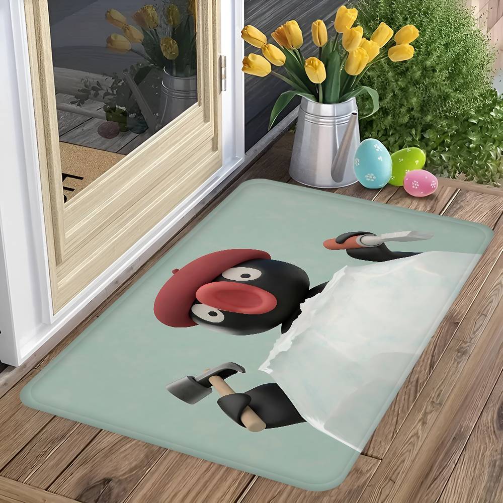 Children Animation P-Pingu Bathroom Mat Anti-slip Absorb Water Long Strip Cushion Bedroon Mat Welcome Doormat