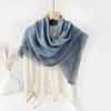 Solid color lace edge square scarf cotton and linen thin scarf women's summer outer shawl high-end silk scarf yarn