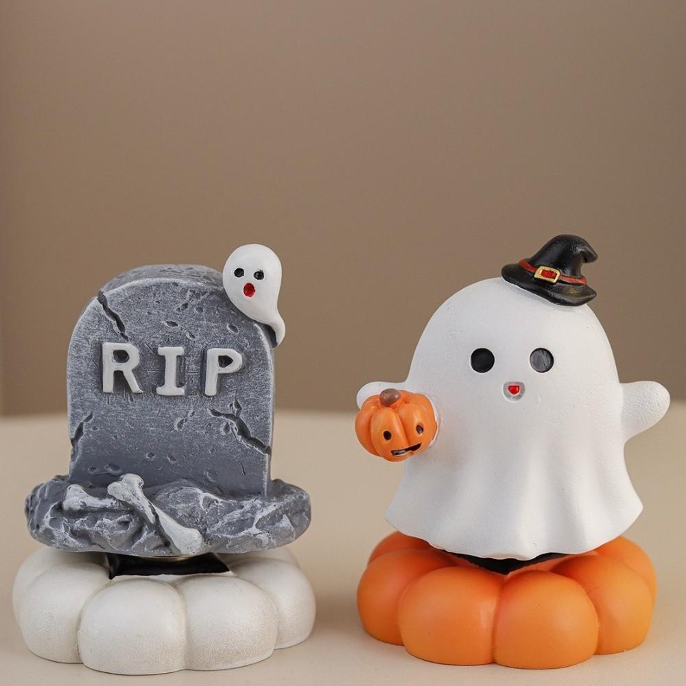 Gothic Style Rotating Pumpkin Ghost Ornament Spooky Halloween Pumpkin Statue Housewarming Gifts