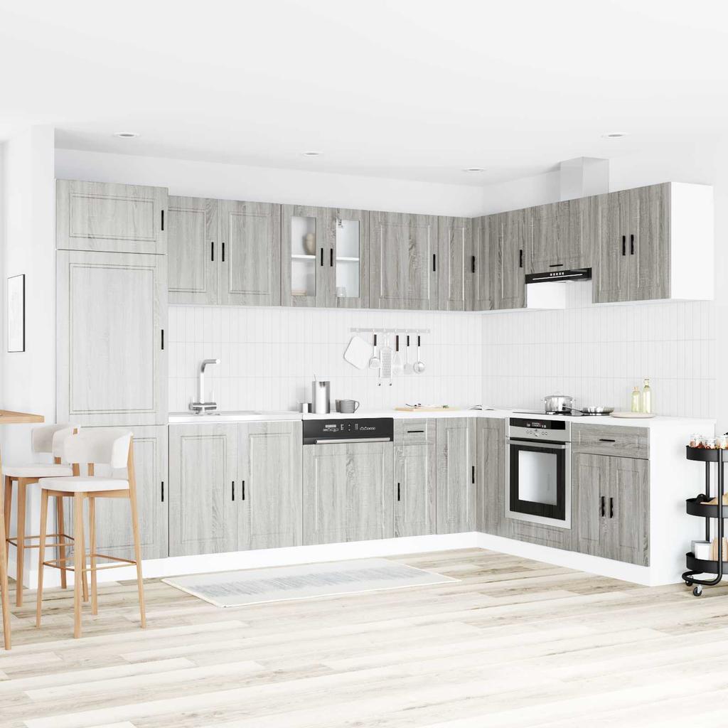 Bathroom Vanity Cabinet with Door Porto 2 pcs Grey Particleboard